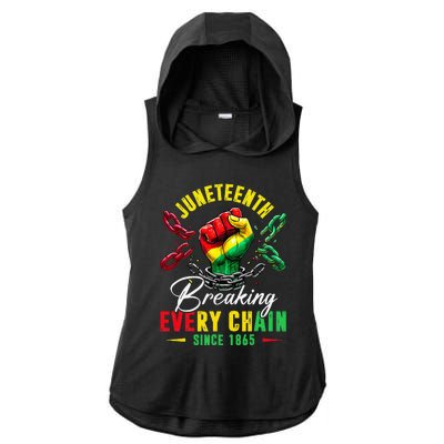 Juneteenth Breaking Every Chain Since 1865 Ladies PosiCharge Tri-Blend Wicking Draft Hoodie Tank