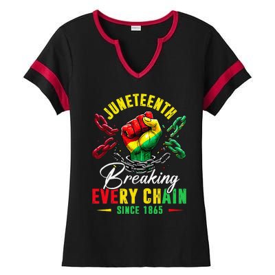 Juneteenth Breaking Every Chain Since 1865 Ladies Halftime Notch Neck Tee