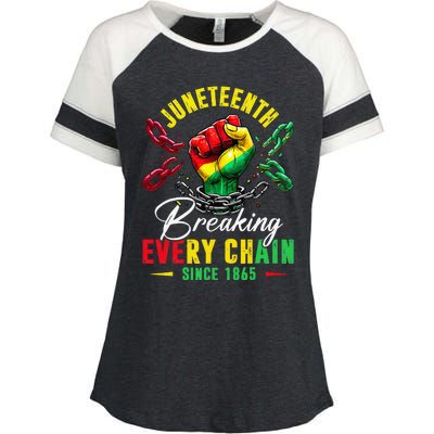 Juneteenth Breaking Every Chain Since 1865 Enza Ladies Jersey Colorblock Tee