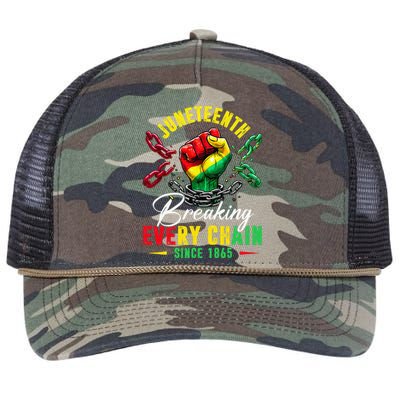 Juneteenth Breaking Every Chain Since 1865 Retro Rope Trucker Hat Cap