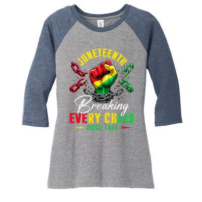 Juneteenth Breaking Every Chain Since 1865 Women's Tri-Blend 3/4-Sleeve Raglan Shirt