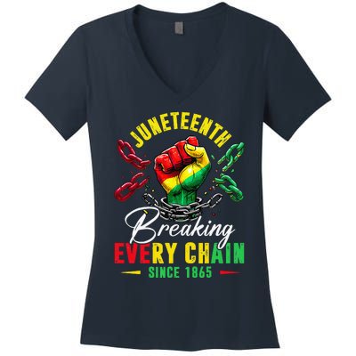 Juneteenth Breaking Every Chain Since 1865 Women's V-Neck T-Shirt