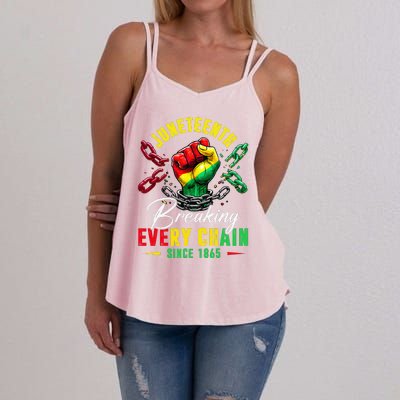 Juneteenth Breaking Every Chain Since 1865 Women's Strappy Tank