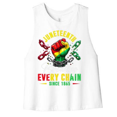 Juneteenth Breaking Every Chain Since 1865 Women's Racerback Cropped Tank