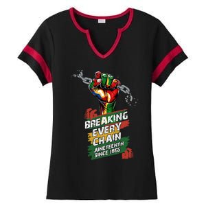 Junenth Breaking Every Chain Since 1865 Cute Gift Ladies Halftime Notch Neck Tee