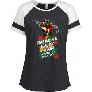 Junenth Breaking Every Chain Since 1865 Cute Gift Enza Ladies Jersey Colorblock Tee