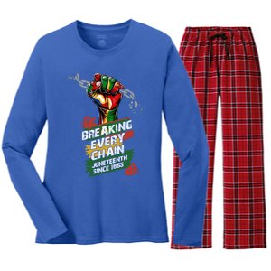 Junenth Breaking Every Chain Since 1865 Cute Gift Women's Long Sleeve Flannel Pajama Set 