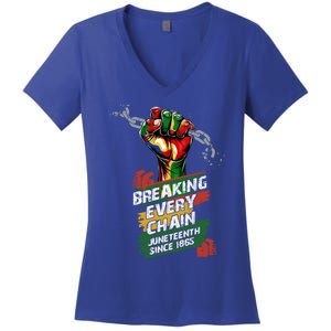 Junenth Breaking Every Chain Since 1865 Cute Gift Women's V-Neck T-Shirt