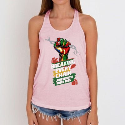 Junenth Breaking Every Chain Since 1865 Cute Gift Women's Knotted Racerback Tank