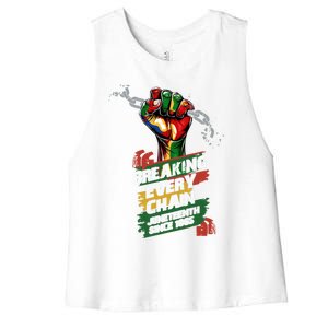 Junenth Breaking Every Chain Since 1865 Cute Gift Women's Racerback Cropped Tank