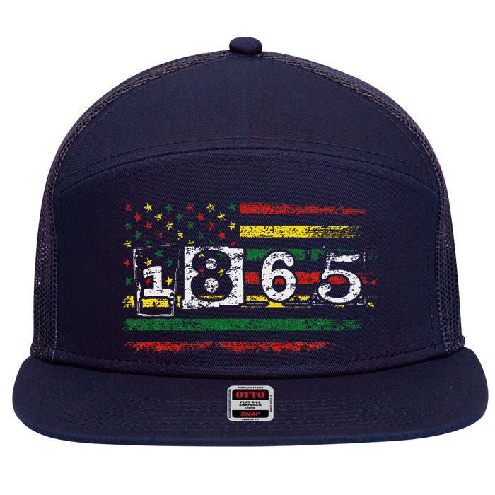 Juneteenth Black Emancipation Day 1865 7 Panel Mesh Trucker Snapback Hat