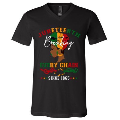 Juneteenth Breaking Every Chain Since 1865 V-Neck T-Shirt