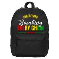 Juneteenth Breaking Every Chain Since 1865 16 in Basic Backpack