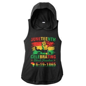 Juneteenth Breaking Every Chain Black  Ladies PosiCharge Tri-Blend Wicking Draft Hoodie Tank