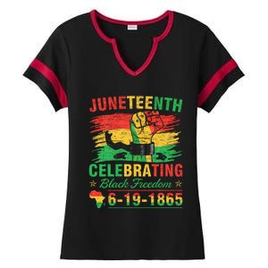 Juneteenth Breaking Every Chain Black  Ladies Halftime Notch Neck Tee