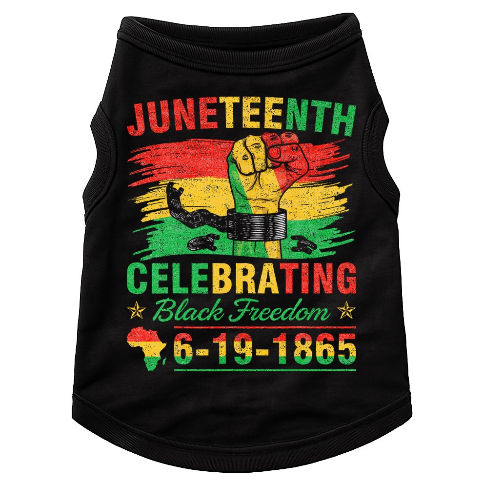 Juneteenth Breaking Every Chain Black  Doggie Tank