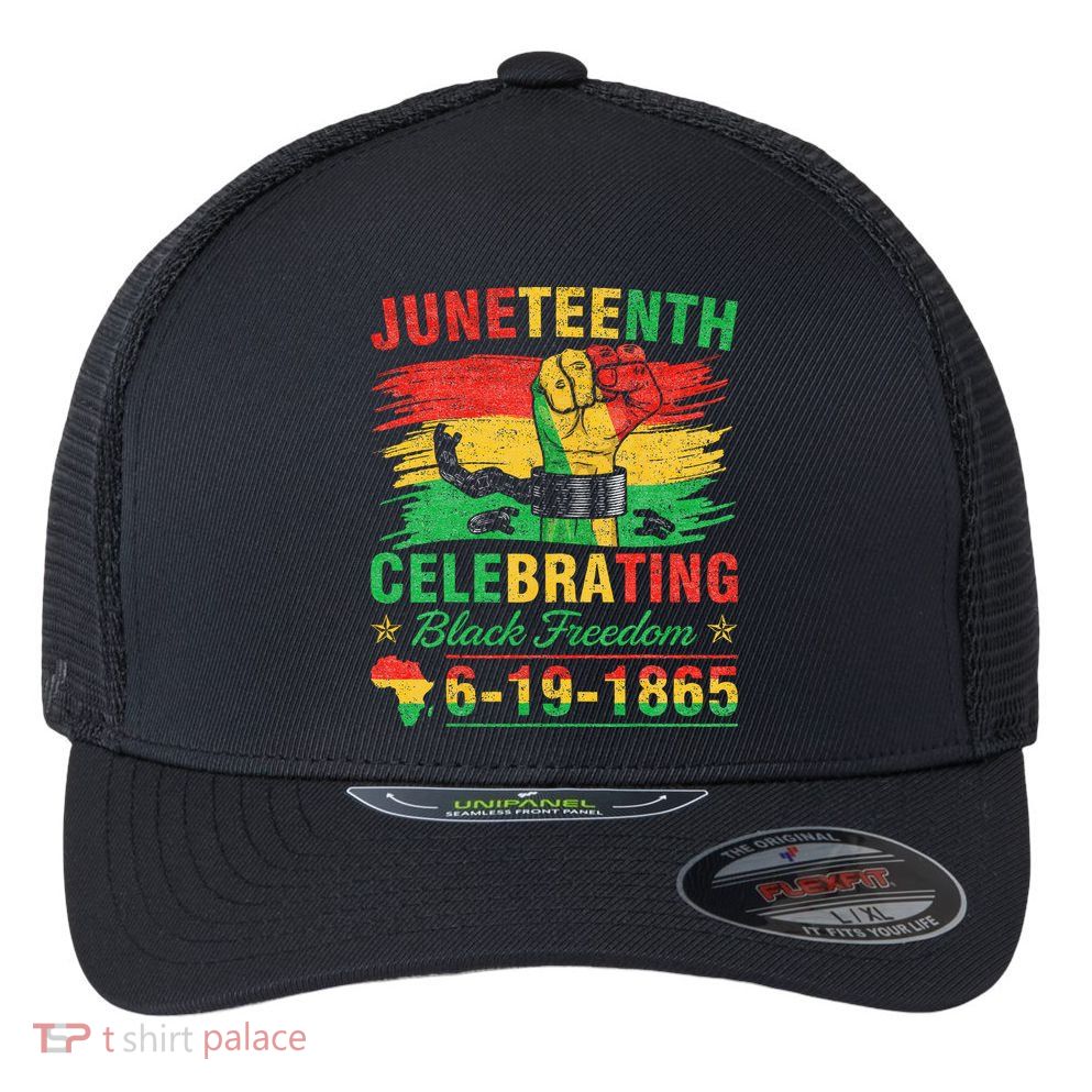 Juneteenth Breaking Every Chain Black  Flexfit Unipanel Trucker Cap