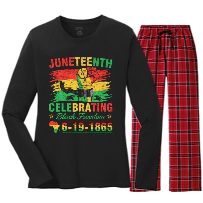 Juneteenth Breaking Every Chain Black  Women's Long Sleeve Flannel Pajama Set 