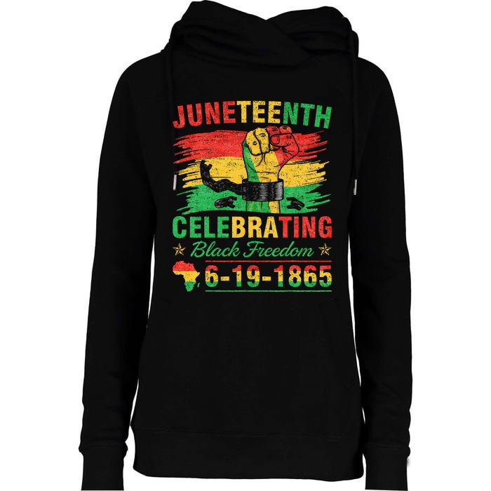 Juneteenth Breaking Every Chain Black  Womens Funnel Neck Pullover Hood