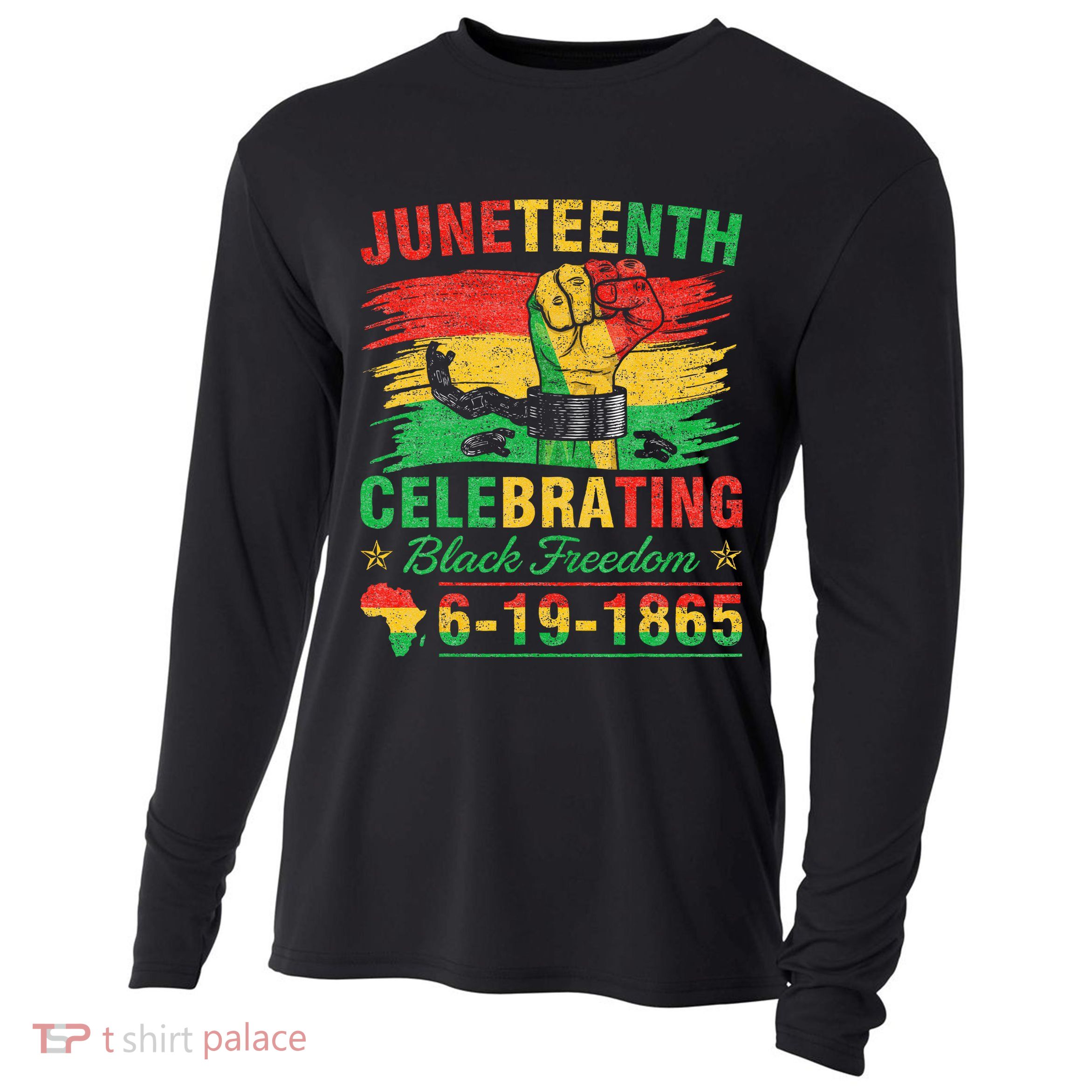 Juneteenth Breaking Every Chain Black  Cooling Performance Long Sleeve Crew