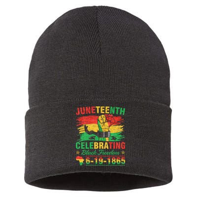 Juneteenth Breaking Every Chain Black  Sustainable Knit Beanie