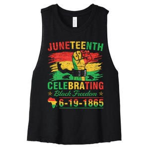 Juneteenth Breaking Every Chain Black  Women's Racerback Cropped Tank