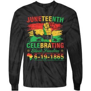 Juneteenth Breaking Every Chain Black  Tie-Dye Long Sleeve Shirt