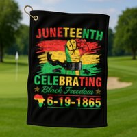 Juneteenth Breaking Every Chain Black  Golf Towel