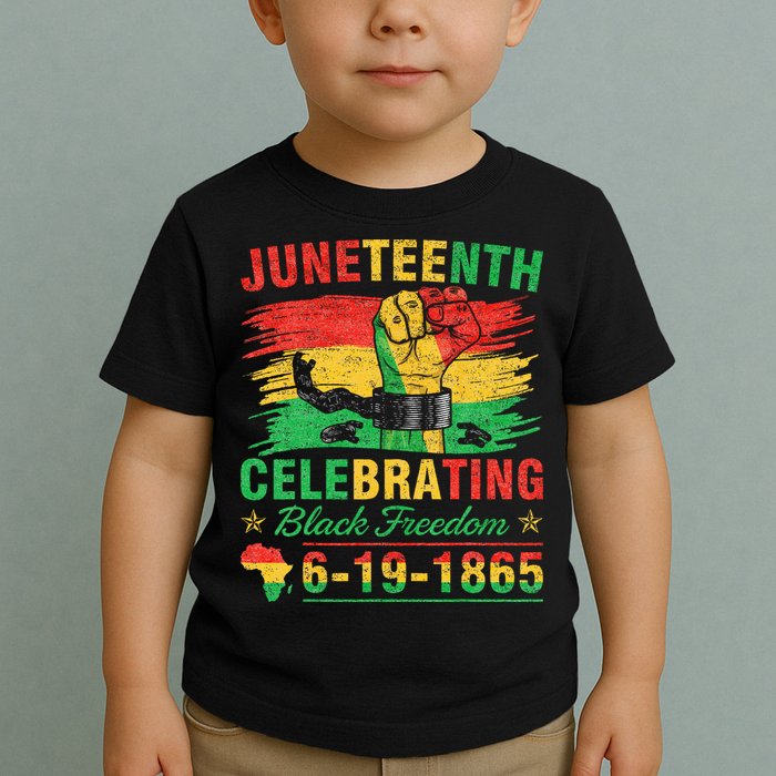 Juneteenth Breaking Every Chain Black  Toddler T-Shirt