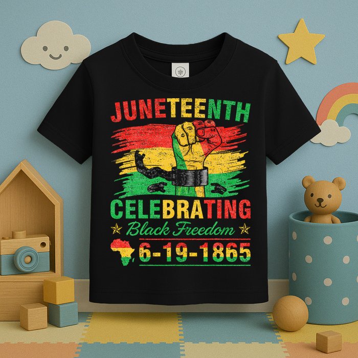 Juneteenth Breaking Every Chain Black  Toddler T-Shirt