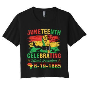 Juneteenth Breaking Every Chain Black  Women's Crop Top Tee