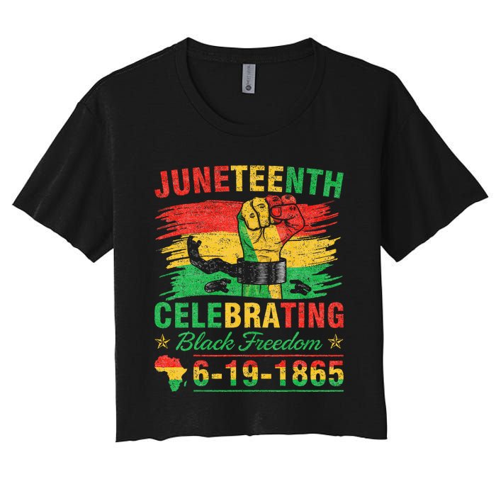 Juneteenth Breaking Every Chain Black  Women's Crop Top Tee