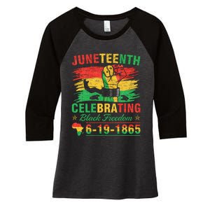 Juneteenth Breaking Every Chain Black  Women's Tri-Blend 3/4-Sleeve Raglan Shirt