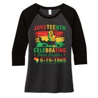 Juneteenth Breaking Every Chain Black  Women's Tri-Blend 3/4-Sleeve Raglan Shirt