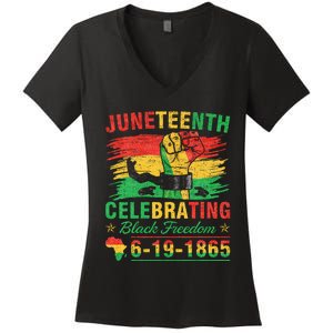 Juneteenth Breaking Every Chain Black  Women's V-Neck T-Shirt