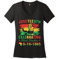 Juneteenth Breaking Every Chain Black  Women's V-Neck T-Shirt