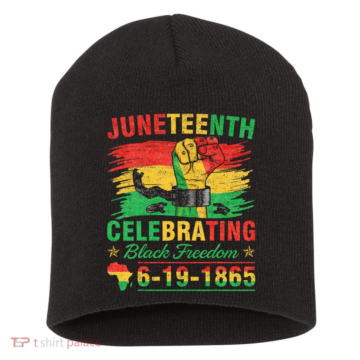 Juneteenth Breaking Every Chain Black  Short Acrylic Beanie