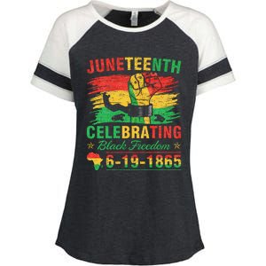 Juneteenth Breaking Every Chain Black  Enza Ladies Jersey Colorblock Tee