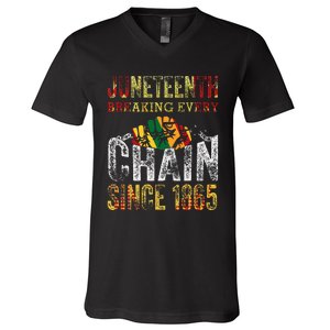 Juneteenth Breaking Every Chain Since 1865 V-Neck T-Shirt