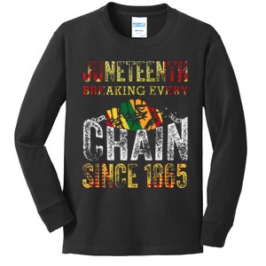 Juneteenth Breaking Every Chain Since 1865 Kids Long Sleeve Shirt