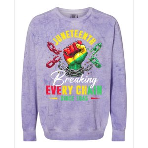 Juneteenth Breaking Every Chain Since 1865 Juneteenth Is My Independence Day Colorblast Crewneck Sweatshirt