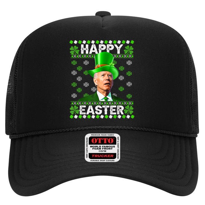 Joe Biden Easter Confused St Patricks Day Funny Biden High Crown Mesh Back Trucker Hat