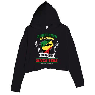 Juneteenth Breaking Every Chain Since 1865 Crop Fleece Hoodie