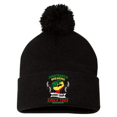 Juneteenth Breaking Every Chain Since 1865 Pom Pom 12in Knit Beanie