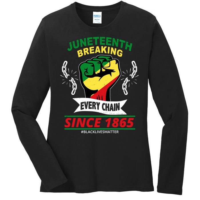 Juneteenth Breaking Every Chain Since 1865 Ladies Long Sleeve Shirt