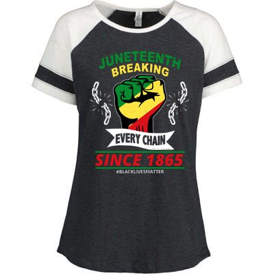 Juneteenth Breaking Every Chain Since 1865 Enza Ladies Jersey Colorblock Tee