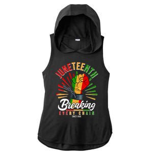 Juneteenth Breaking Every Chain Since 1865 Ladies PosiCharge Tri-Blend Wicking Draft Hoodie Tank