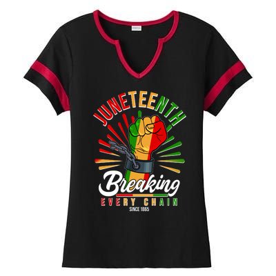 Juneteenth Breaking Every Chain Since 1865 Ladies Halftime Notch Neck Tee