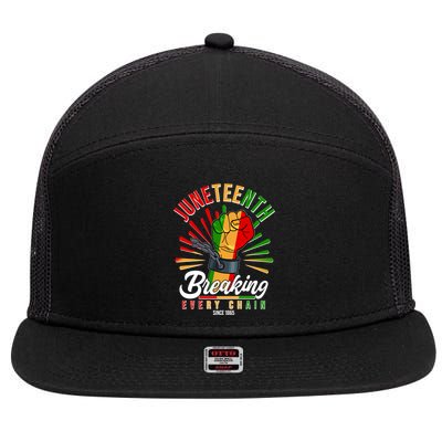 Juneteenth Breaking Every Chain Since 1865 7 Panel Mesh Trucker Snapback Hat