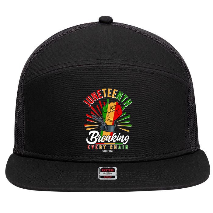 Juneteenth Breaking Every Chain Since 1865 7 Panel Mesh Trucker Snapback Hat